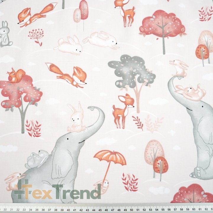 Baumwolle 100% große Elefanten auf rosa Hintergrund  