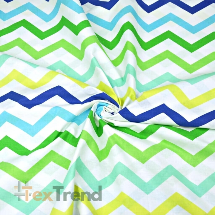 Baumwolle 100% Zickzack grün/blau