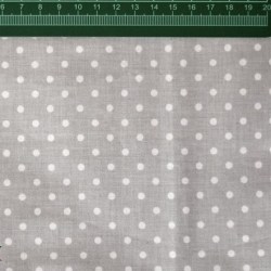 100% Baumwolle Punkte 4mm weiß auf grauem Hintergrund  