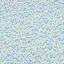 Baumwolle 100% Wiese blau-saphir auf weißem Hintergrund  