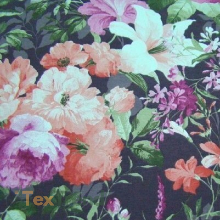 Canvas Vorhangstoff Blumen 6  