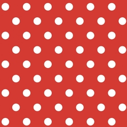 100% Baumwolle Punkte 11mm weiß auf rotem Hintergrund  