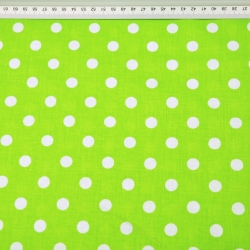Baumwolle 100% Punkte 11mm weiß auf hellgrünem Hintergrund  