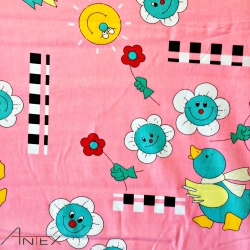 100% Baumwolle Entchen auf rosa Hintergrund  