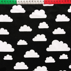 Baumwolle 100% weiße Wolken auf schwarzem Hintergrund  