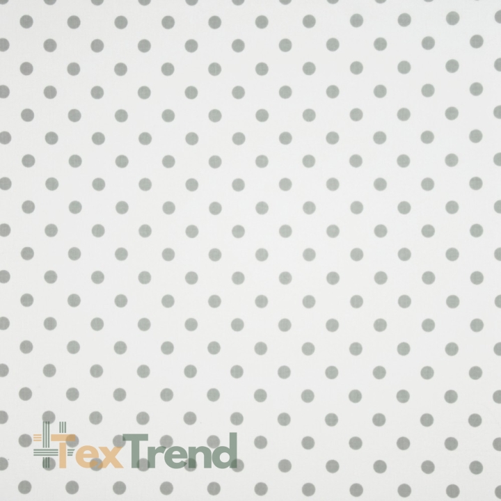 Baumwolle 100% Punkte 11mm grau auf weißem Hintergrund  