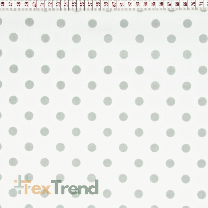 Baumwolle 100% Punkte 11mm grau auf weißem Hintergrund  