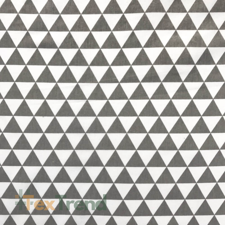 Baumwolle 100% Dreiecke weiß/grau  