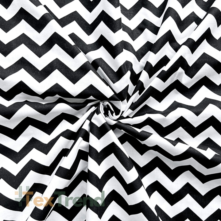Baumwolle 100% Zickzack schwarz  