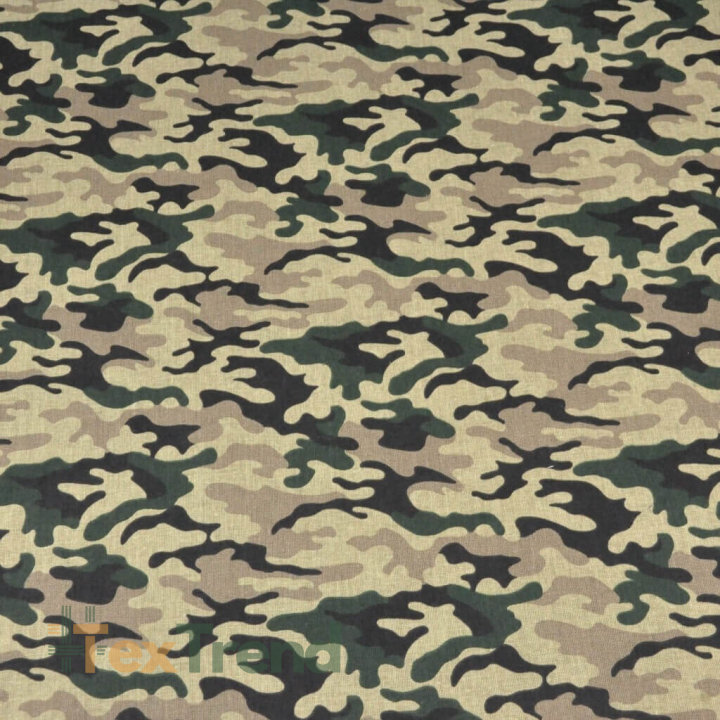 Baumwolle 100% Muster MORO klein grün-beige-schwarz  