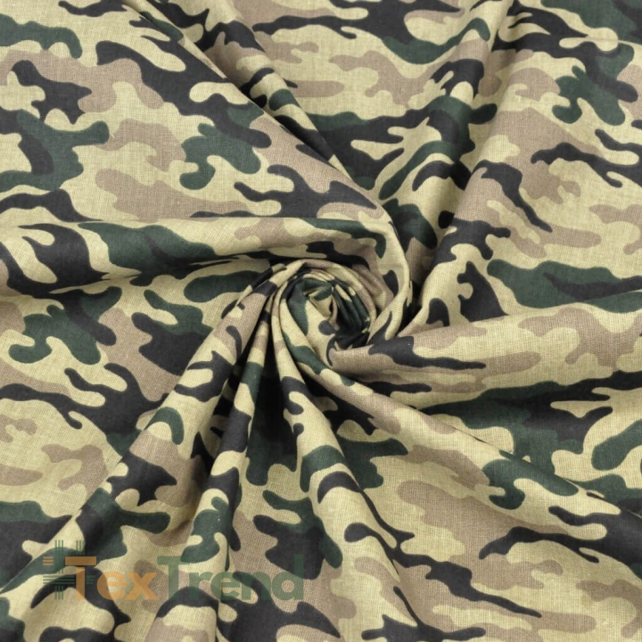 Baumwolle 100% Muster MORO klein grün-beige-schwarz  