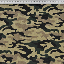 Baumwolle 100% Muster MORO klein grün-beige-schwarz  