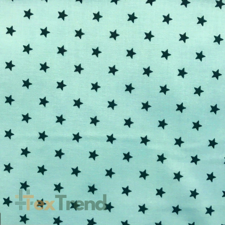 Baumwolle 100% Sterne 8mm graphit auf mintfarbenem Hintergrund  