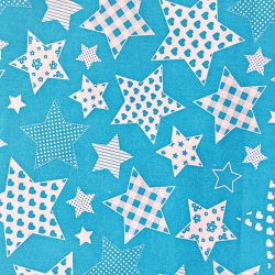 Baumwolle 100% Gemusterte Sterne auf blauem Hintergrund  