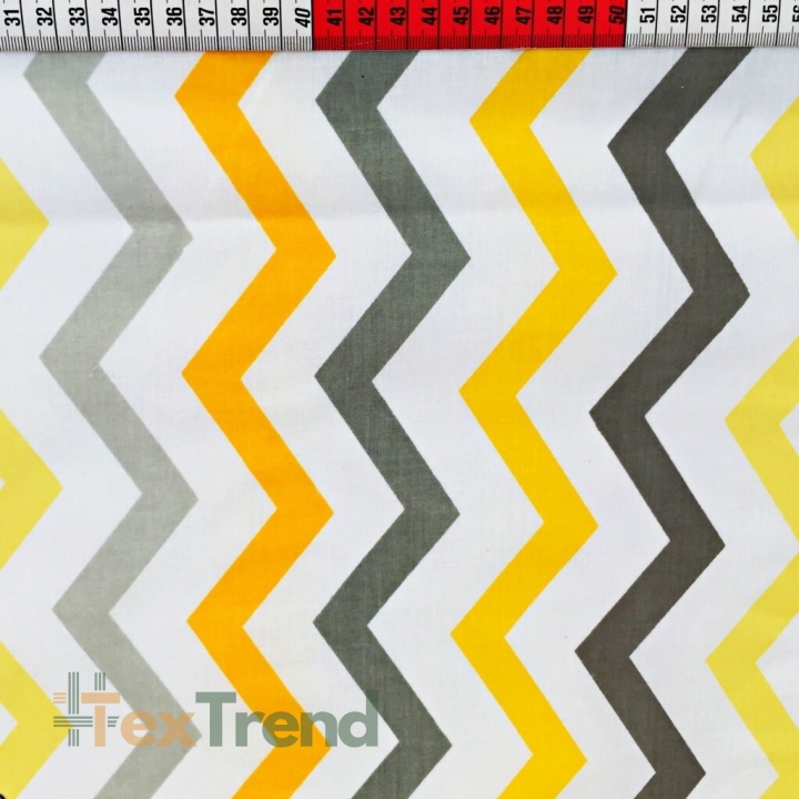 Baumwolle 100% Dunkelgelb-Graue Zickzacke  