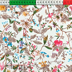 Baumwolle 100% kleine bunte Kletterblumen auf weißem Hintergrund  