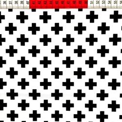 Baumwolle 100% Schwarze Kreuze auf weißem Hintergrund  