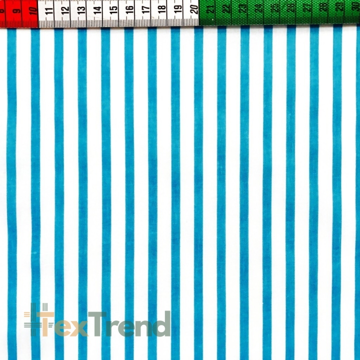 Baumwolle 100% Streifen türkis-weiß  
