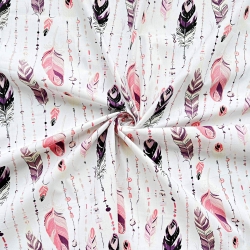 Baumwolle 100% Federn mit Perlen rosa auf weißem Hintergrund  