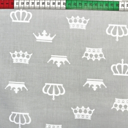 Baumwolle 100% Kronen weiß auf grauem Hintergrund  