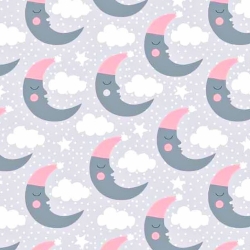 Baumwolle 100% graue und rosa Monde auf grauem Hintergrund  