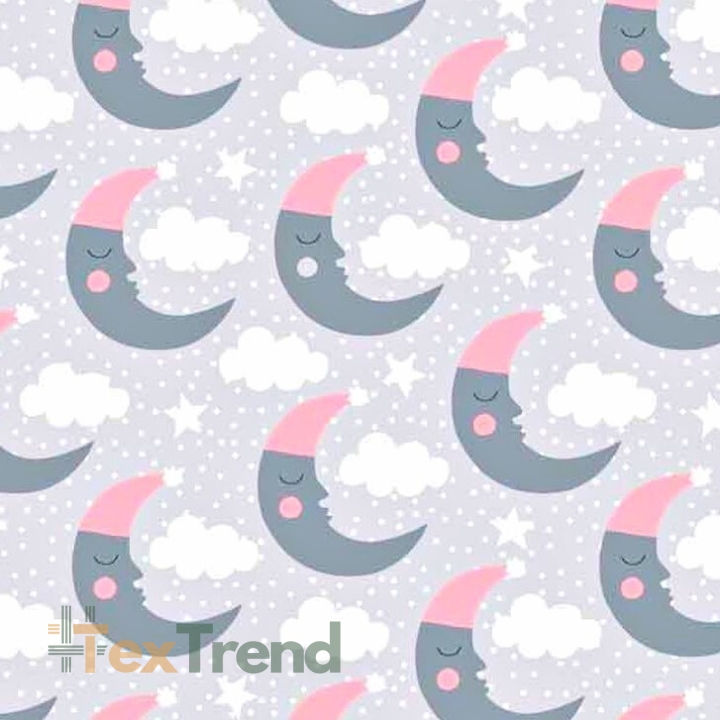 Baumwolle 100% graue und rosa Monde auf grauem Hintergrund  