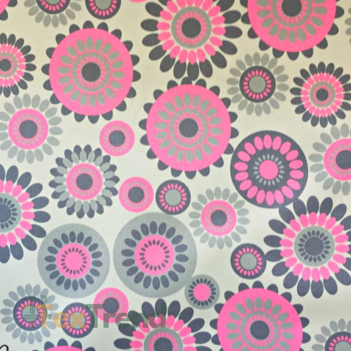 Wasserabweisender Stoff Blumen in rosa Kreisen  