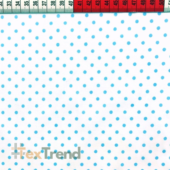 Baumwolle 100% Punkte 4mm blau auf weißem Hintergrund  