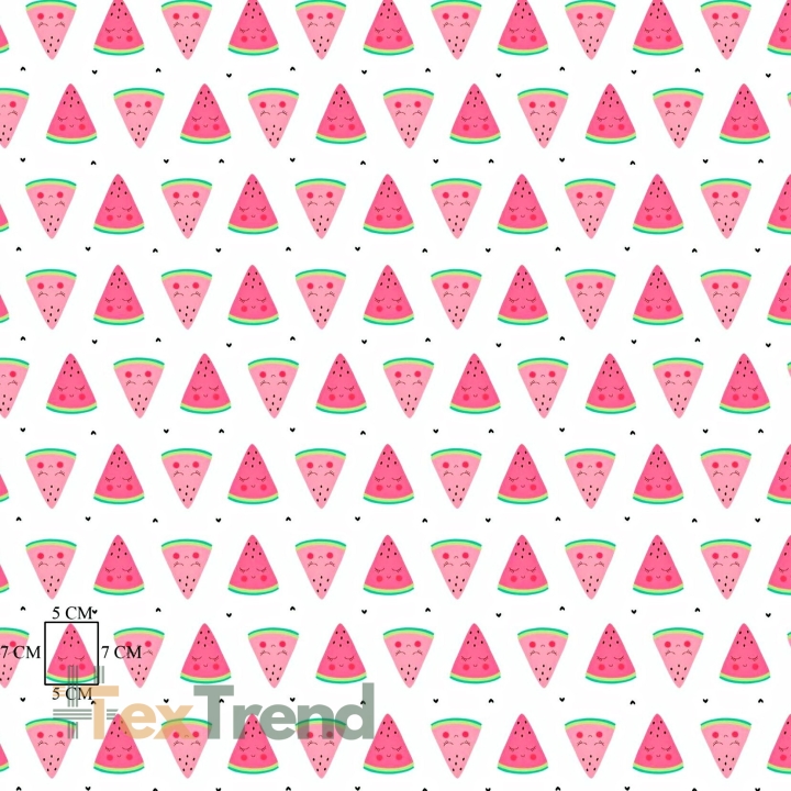 Baumwolle 100% Wassermelonen rosa auf weißem Hintergrund  