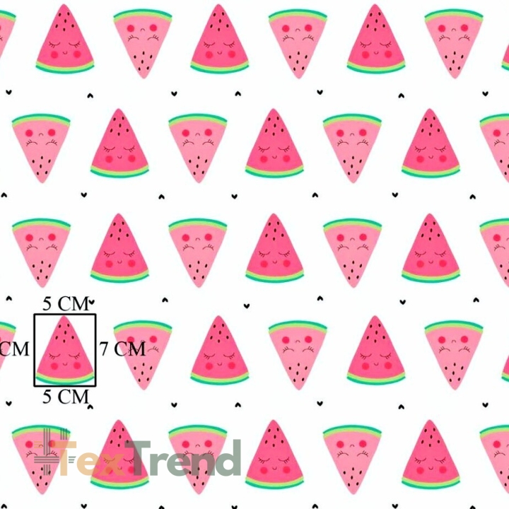 Baumwolle 100% Wassermelonen rosa auf weißem Hintergrund  