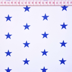 Baumwolle 100% Sterne 20mm dunkelblau auf weißem Hintergrund  