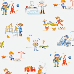 Baumwolle 100% Märchenhafte Berufe auf weißem Hintergrund  