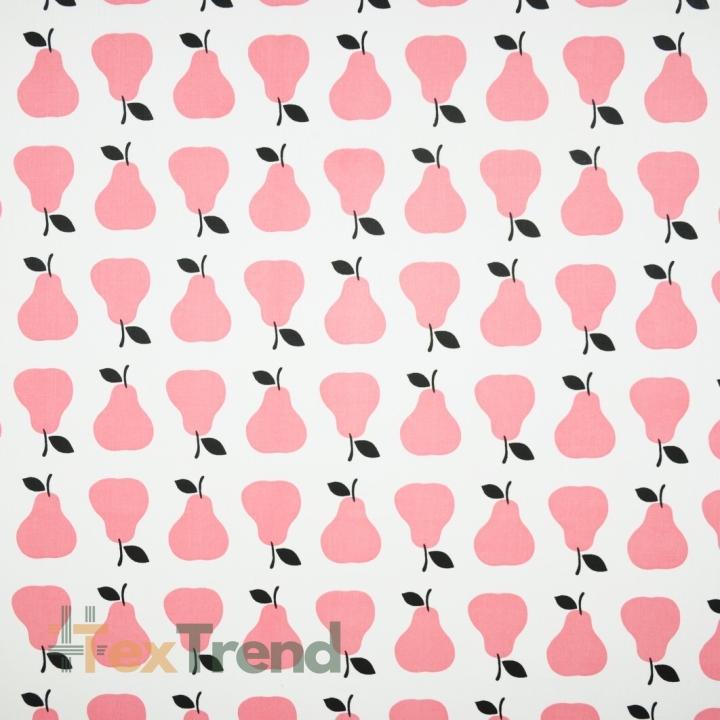 Baumwolle 100% Birnen rosa auf weißem Hintergrund  