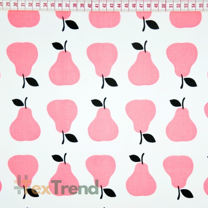Baumwolle 100% Birnen rosa auf weißem Hintergrund  