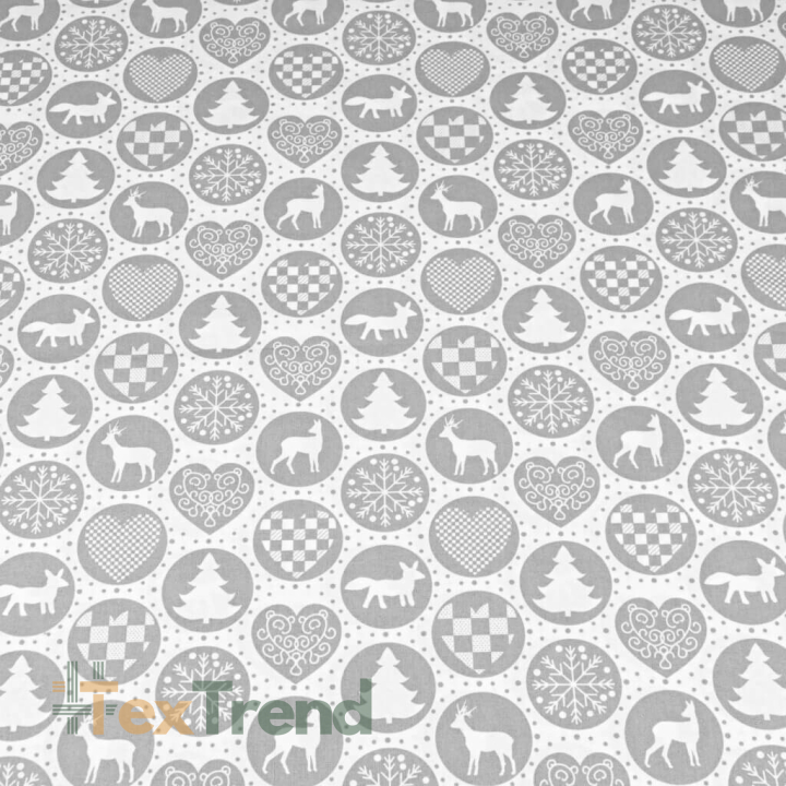 Baumwolle 100% graue Weihnachtsmuster Kreise  