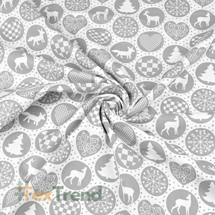 Baumwolle 100% graue Weihnachtsmuster Kreise  