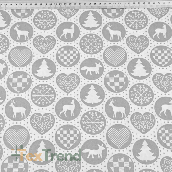 Baumwolle 100% graue Weihnachtsmuster Kreise  