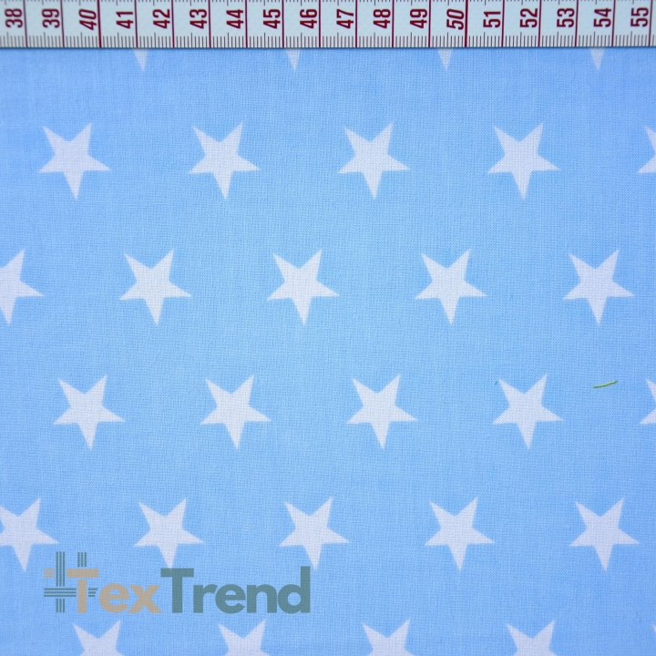 Baumwolle 100% Sterne 20mm weiß auf blauem Hintergrund  