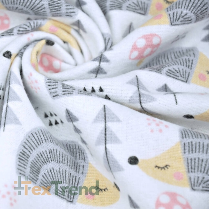 Flanell Igel grau auf weißem Hintergrund  