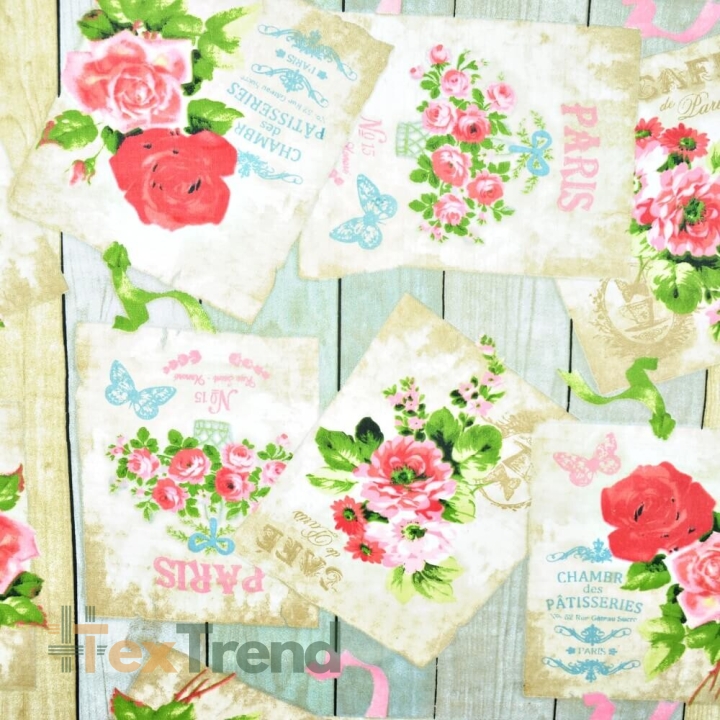 Baumwolle 100% Blumen Postkarten auf Holz  