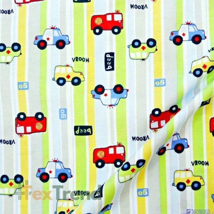 Jersey bunte Autos auf gestreiftem Hintergrund  