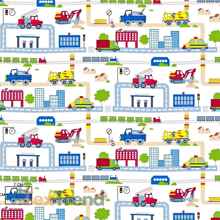 Baumwolle 100% Straßenarbeiten auf weißem Hintergrund  