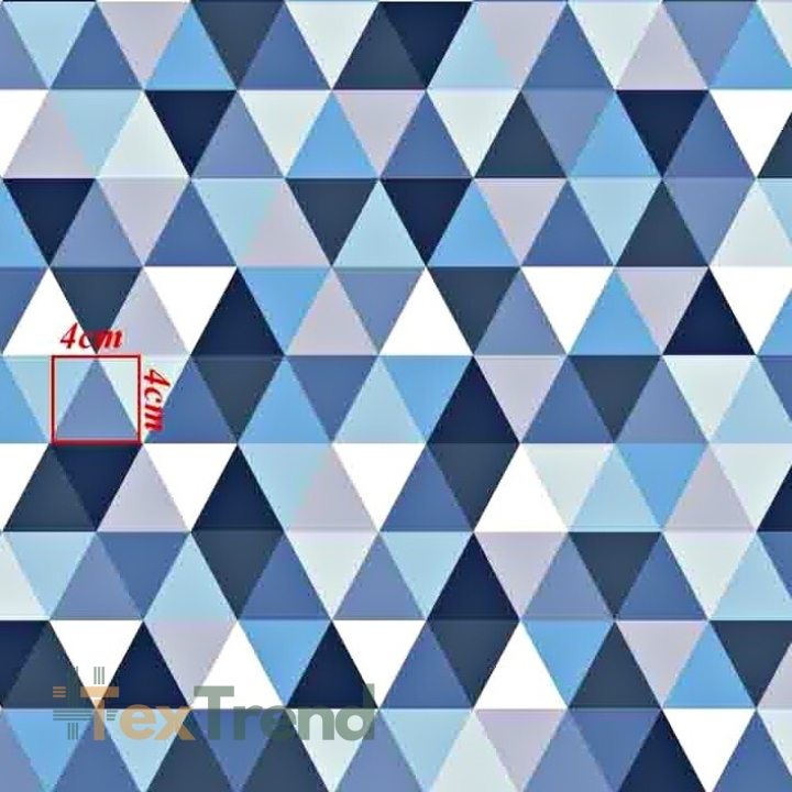 Baumwolle 100% große weiße und blaue Dreiecke.  