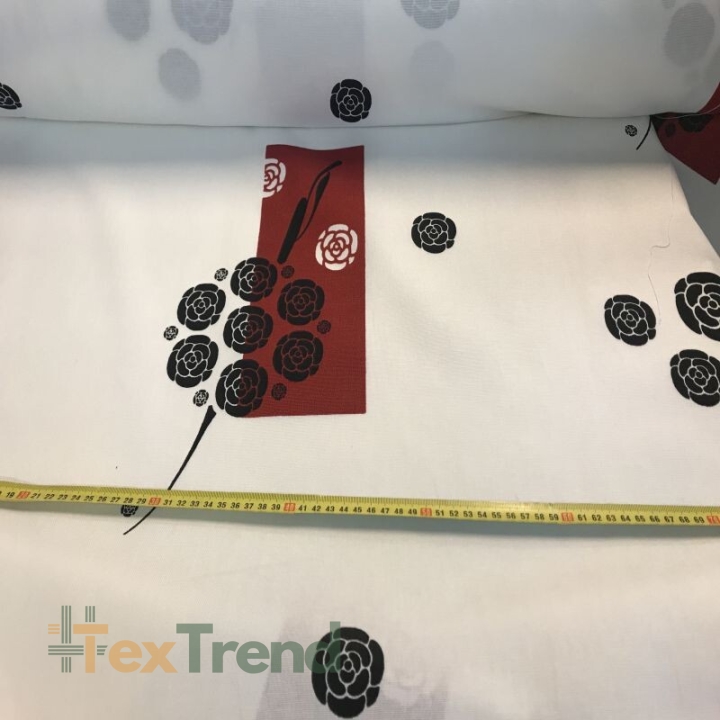 Canvas Vorhang schwarze Blumen mit Bordeaux  