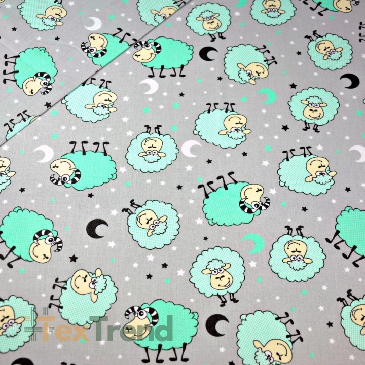 Baumwolle 100% Schafe mint auf grauem Hintergrund  