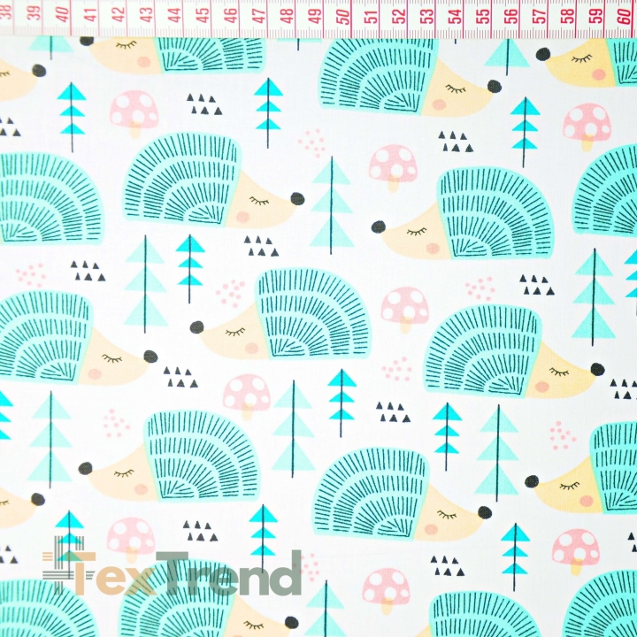 Flanell Igel mint auf weißem Hintergrund.  