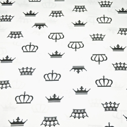 Baumwolle 100% schwarze Kronen auf weißem Hintergrund  