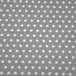 Baumwolle 100% 8mm dichte weiße Sterne auf grauem Hintergrund  