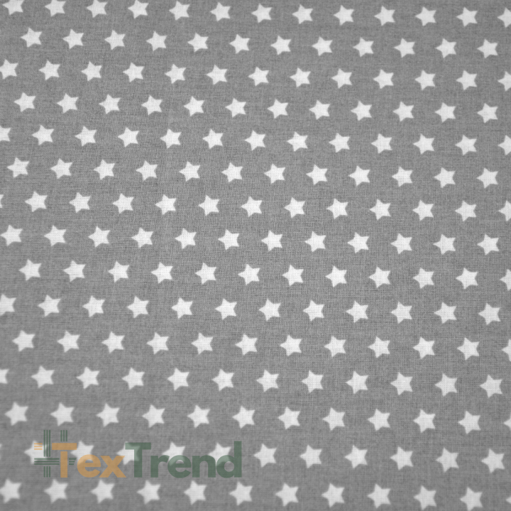 Baumwolle 100% 8mm dichte weiße Sterne auf grauem Hintergrund  