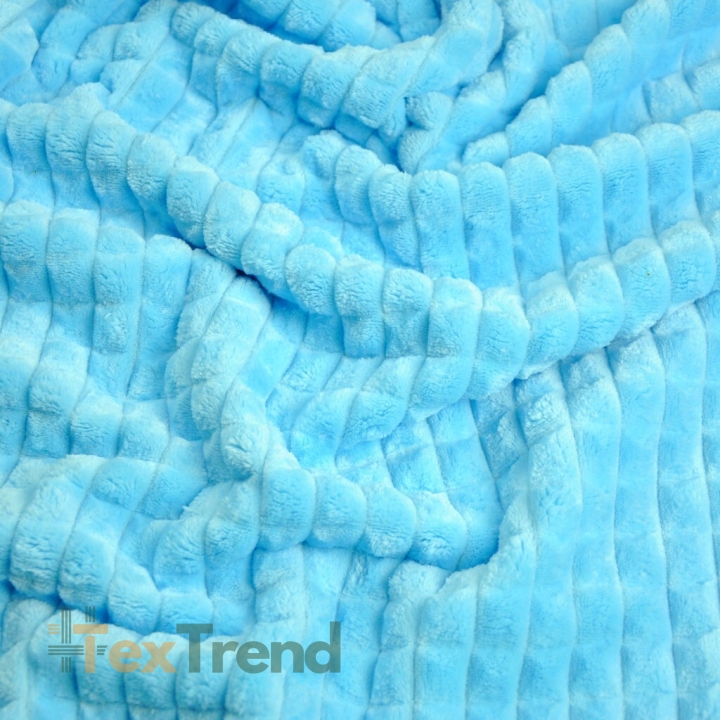 Minky in Quadraten himmelblau  